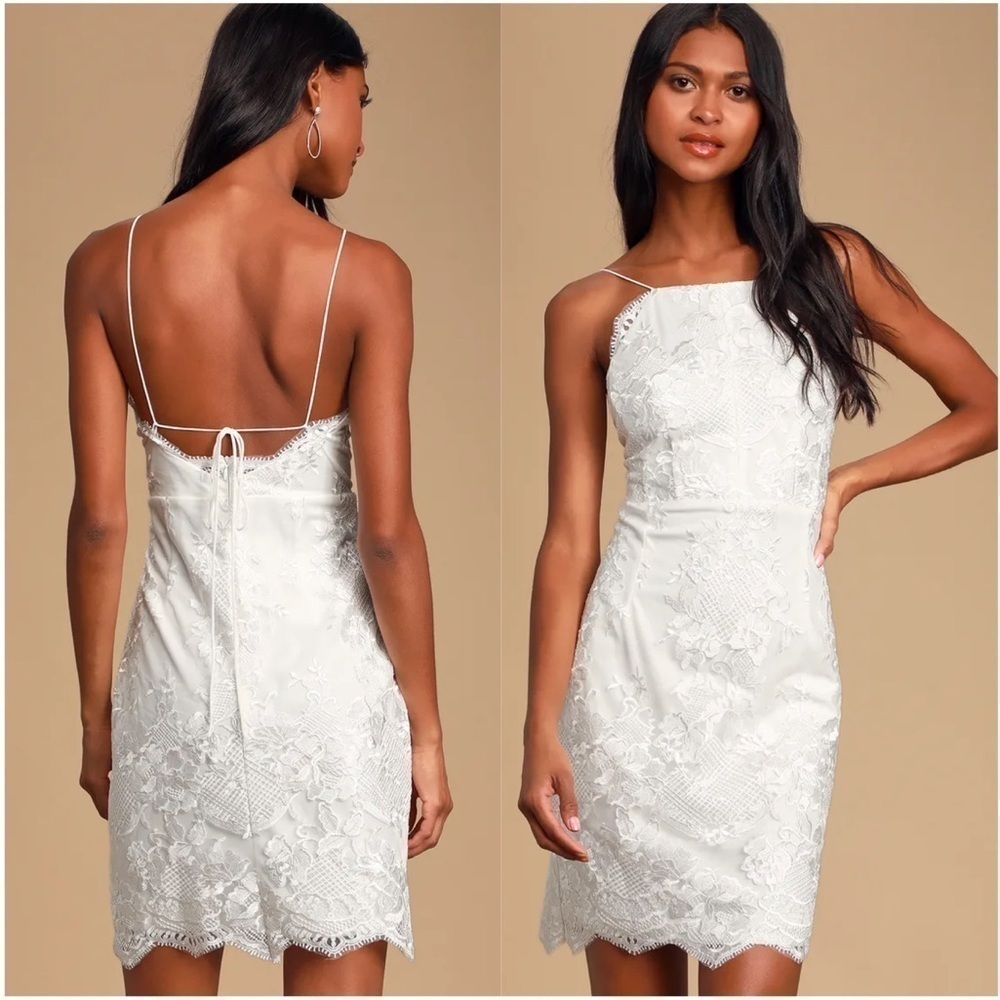 Lulu's *Start of Forever* White Lace Bodycon Mini Dress | Size XS | EUC